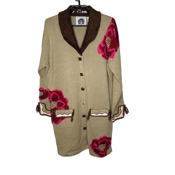 storybook knits Sweaters - NWT Storybook Knits Womens Perfect Peony Cardigan Size Medium Embroidered Beaded